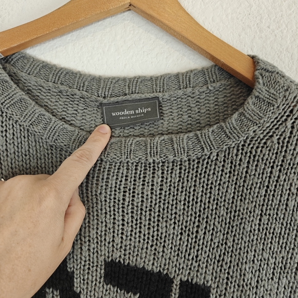 Wooden Ships “Lazy Day” Cozy Knit Sweater S/M Gray Mohair Blend Relaxed Fit - Picture 7 of 13
